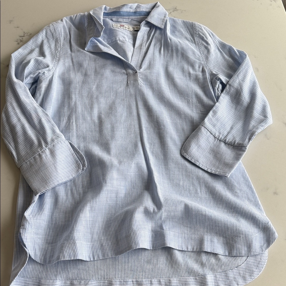 Vineyard Vines Light Blue Striped Savannah Popover Tunic